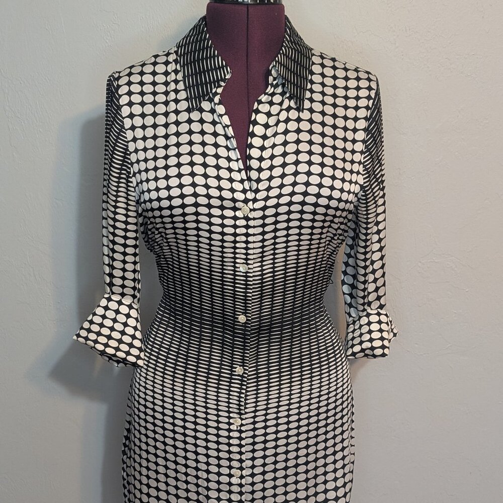 ellavie Silk Black and White shirt dress, Size 12